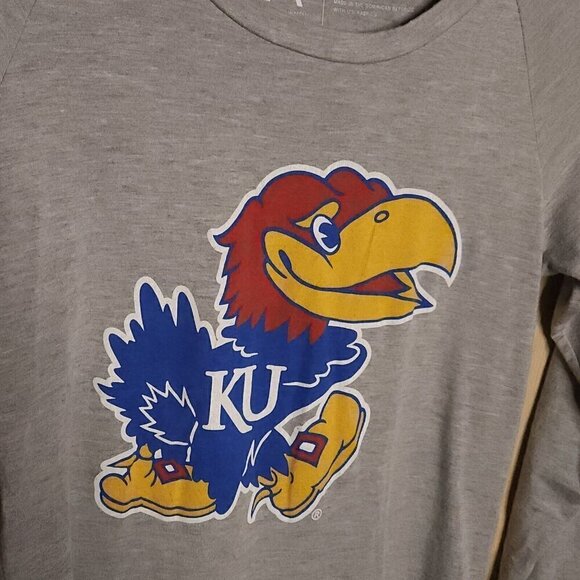 University Of Kansas Grey Long Sleeve Super Soft Shirt  By Alta Gracia Small - Picture 3 of 6